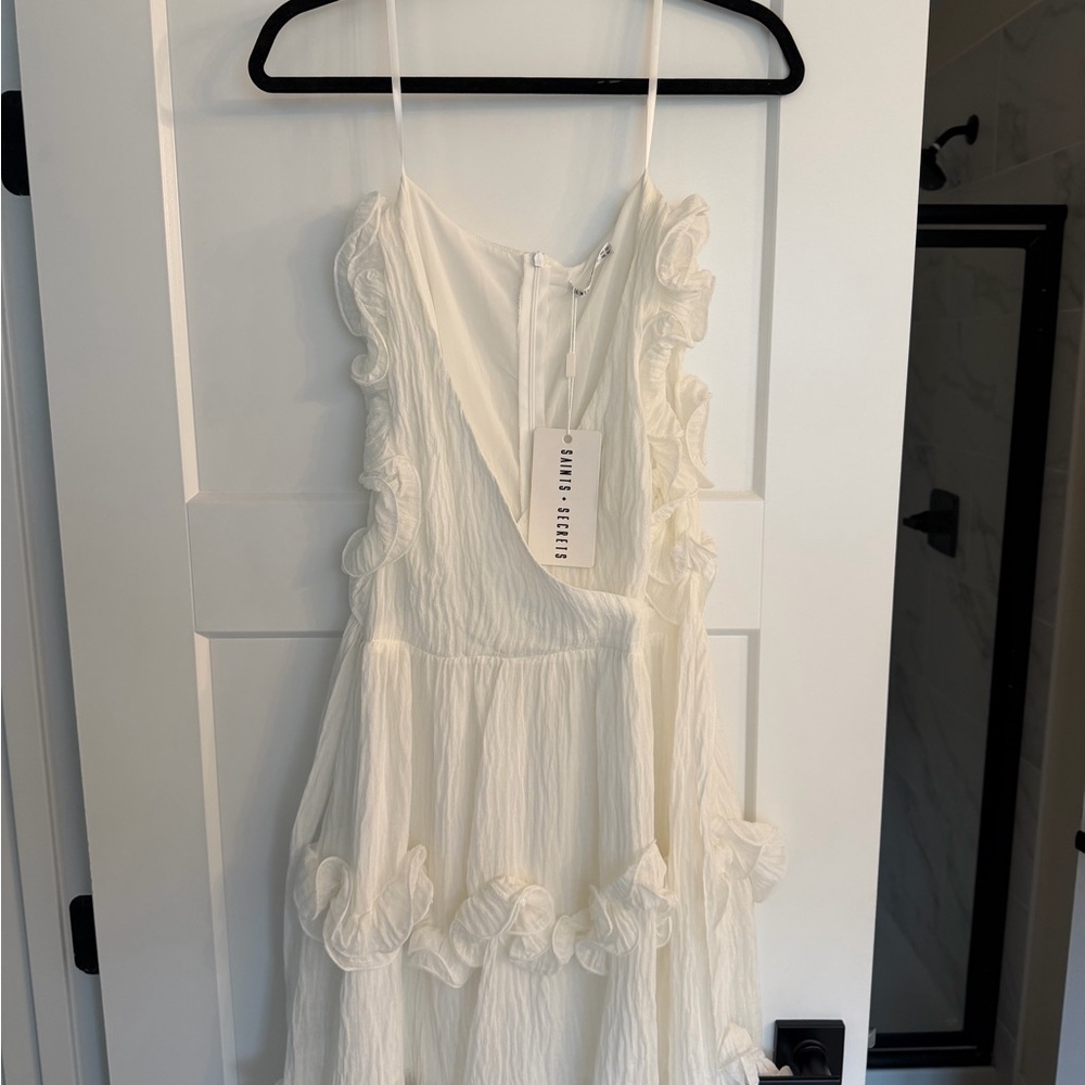 Elegant White Ruffled Mini Dress